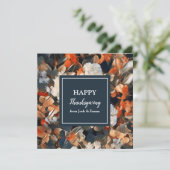 Cartes Pour Fêtes Annuelles Bon thanksgiving élégant script d'automne floral (Debout devant)