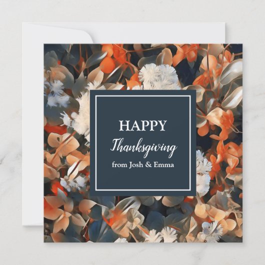 Cartes Pour Fêtes Annuelles Bon thanksgiving élégant script d'automne floral (Devant)