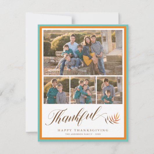 Cartes Pour Fêtes Annuelles Bon thanksgiving Elegant Thankful Script 4 Photo (Devant)