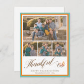 Cartes Pour Fêtes Annuelles Bon thanksgiving Elegant Thankful Script 4 Photo (Devant / Derrière)