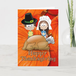 Cartes Pour Fêtes Annuelles Bon thanksgiving - Enfants pèlerins - Turquie