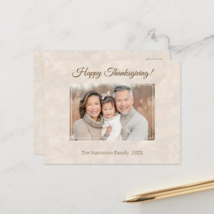Cartes Pour Fêtes Annuelles Bon thanksgiving Famille Photo Élégant Neutre