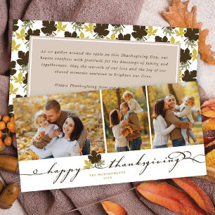 Cartes Pour Fêtes Annuelles Bon thanksgiving Feuilles Simple Flourdissant 3 Ph