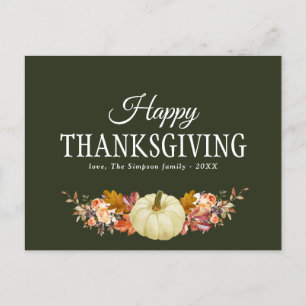 Cartes Pour Fêtes Annuelles bon thanksgiving floral de récolte d'automne accue