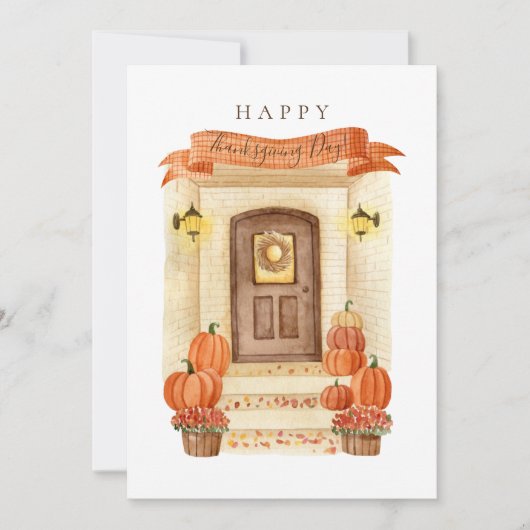 Cartes Pour Fêtes Annuelles Bon thanksgiving Jour Automne Maison Citrouille de (Devant)