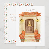 Cartes Pour Fêtes Annuelles Bon thanksgiving Jour Automne Maison Citrouille de (Devant / Derrière)