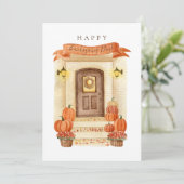 Cartes Pour Fêtes Annuelles Bon thanksgiving Jour Automne Maison Citrouille de (Debout devant)