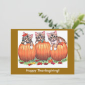 Cartes Pour Fêtes Annuelles Bon thanksgiving Kittens sur Citrouille, ZSSG (Debout devant)