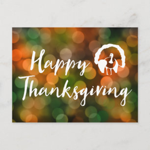 Cartes Pour Fêtes Annuelles Bon thanksgiving (lumières de chute de bokeh)