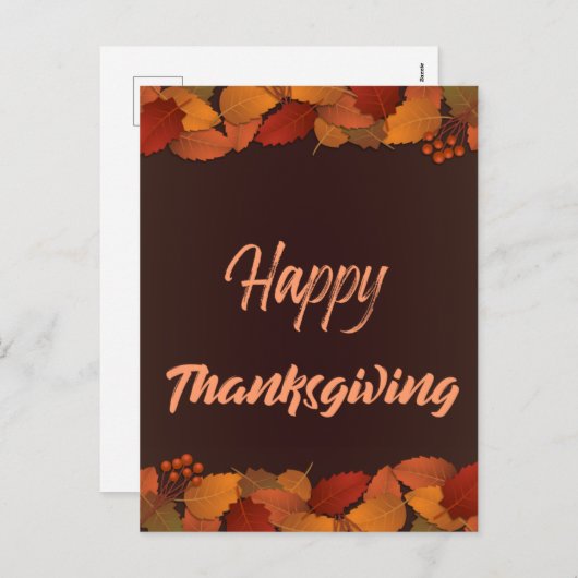 Cartes Pour Fêtes Annuelles Bon thanksgiving mignon avec Feuille automne (Devant / Derrière)