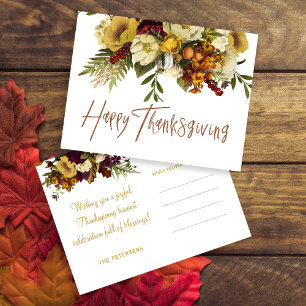 Cartes Pour Fêtes Annuelles Bon thanksgiving moderne automne floral Thanksgivi