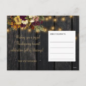 Cartes Pour Fêtes Annuelles Bon thanksgiving moisson rustique Thanksgiving (Dos)