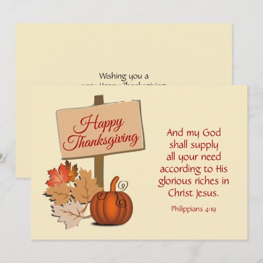 Cartes Pour Fêtes Annuelles BON THANKSGIVING Mon Dieu Apportera Chrétien (Devant / Derrière)