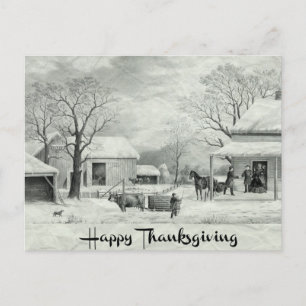 Cartes Pour Fêtes Annuelles Bon thanksgiving noir et blanc vintage