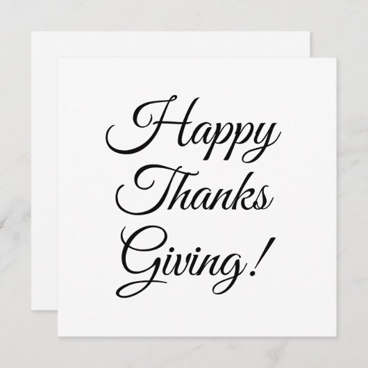 Cartes Pour Fêtes Annuelles Bon thanksgiving noir script personnalisé élégant (Devant / Derrière)