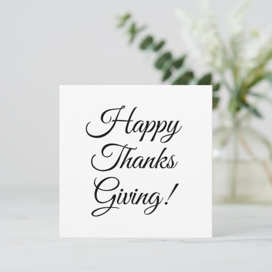 Cartes Pour Fêtes Annuelles Bon thanksgiving noir script personnalisé élégant (Debout devant)