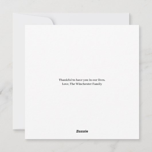 Cartes Pour Fêtes Annuelles Bon thanksgiving noir script personnalisé élégant (Dos)