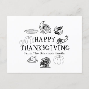 Cartes Pour Fêtes Annuelles Bon thanksgiving nom de famille personnalisé