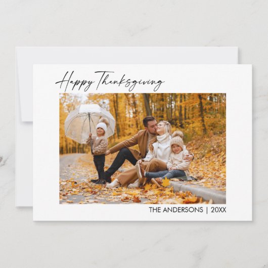 Cartes Pour Fêtes Annuelles Bon thanksgiving photo Calligraphy Ink Script (Devant)