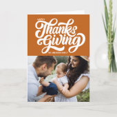 Cartes Pour Fêtes Annuelles Bon thanksgiving photo Orange Script Bold (Devant)