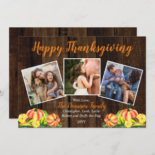 Cartes Pour Fêtes Annuelles Bon thanksgiving photo Rustic Woodsy Citrouille