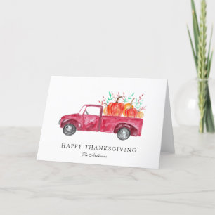 Cartes Pour Fêtes Annuelles bon thanksgiving Red Truck Automne Citrouille Harv