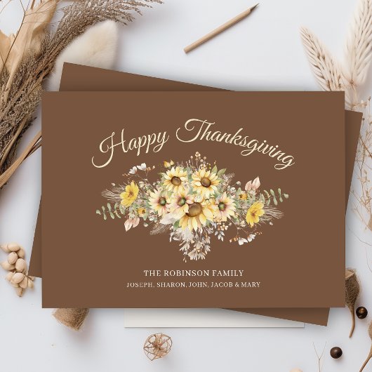 Cartes Pour Fêtes Annuelles Bon thanksgiving rustique des tournesols