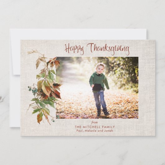 Cartes Pour Fêtes Annuelles Bon thanksgiving Rustique Feuilles d'automne Photo (Devant)