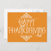 Cartes Pour Fêtes Annuelles Bon thanksgiving Script orange (Devant / Derrière)
