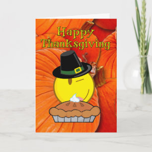 Cartes Pour Fêtes Annuelles bon thanksgiving - Smiley Visage Pèlerin, Pie