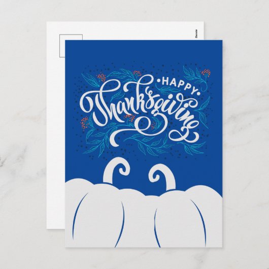 Cartes Pour Fêtes Annuelles Bon thanksgiving texte élégant avec Citrouille mig (Devant / Derrière)