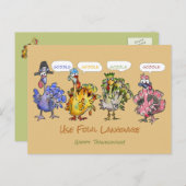Cartes Pour Fêtes Annuelles Bon thanksgiving Turkeys Fowl (Devant / Derrière)