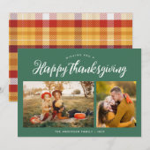 Cartes Pour Fêtes Annuelles Bon thanksgiving vert tendance (Devant / Derrière)