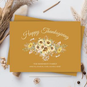 Cartes Pour Fêtes Annuelles Bon thanksgiving vintage de tournesols floraux d'o