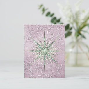 Cartes Pour Fêtes Annuelles Bonbon bleu-vert flocon de neige élégant vintage h