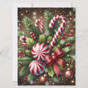 Cartes Pour Fêtes Annuelles Bonbon classique Noël au poivre/cannelle de verdur