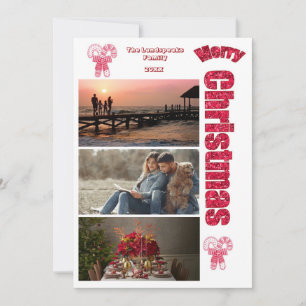 Cartes Pour Fêtes Annuelles Bonbons Joyeux Noël & 3 photos personnalisées