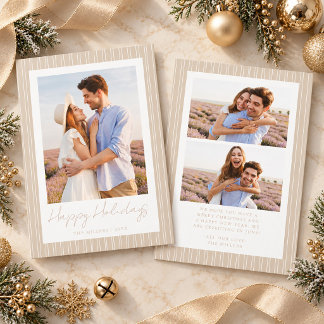 Cartes Pour Fêtes Annuelles Bonheur minimaliste rayé d'avoine 3 Photo