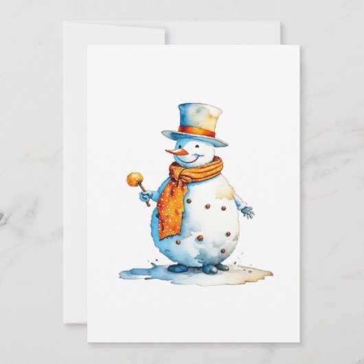 Cartes Pour Fêtes Annuelles Bonhomme de neige A - Aquarelles (Devant)