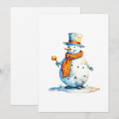 Cartes Pour Fêtes Annuelles Bonhomme de neige A - Aquarelles (Devant / Derrière)