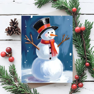 Cartes Pour Fêtes Annuelles Bonhomme de neige Aquarelle d'hiver