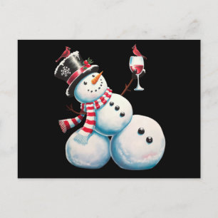 Cartes Pour Fêtes Annuelles Bonhomme de neige avec vin Noël cadeau de Noël drô