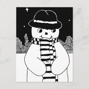 Cartes Pour Fêtes Annuelles bonhomme de neige blanc et noir à noël