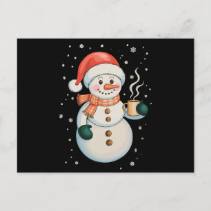 Cartes Pour Fêtes Annuelles Bonhomme de neige Café chaud Chapeau de Père Noël 