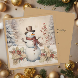 Cartes Pour Fêtes Annuelles Bonhomme de neige Classique Vintage Noël Fêtes de
