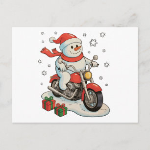 Cartes Pour Fêtes Annuelles Bonhomme de neige conduisant une moto Noël motard