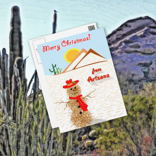 Cartes Pour Fêtes Annuelles Bonhomme de neige d'amarante de l'Arizona