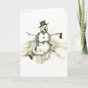 Cartes Pour Fêtes Annuelles Bonhomme de neige de fonte