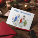 Cartes Pour Fêtes Annuelles Bonhomme de neige de Hanouka Noël Chrismoukka<br><div class="desc">Cette conception peut être personnalisée dans la zone prévue en changeant la photo et/ou le texte. Ou elle peut être personnalisée en cliquant sur "Personnaliser ce modèle", puis en choisissant l'option "cliquer pour personnaliser davantage" et en supprimant ou en changeant la couleur de l'arrière-plan, en ajoutant du texte, en changeant...</div>