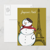 Cartes Pour Fêtes Annuelles Bonhomme de neige de Joyeux Noël (Devant / Derrière)